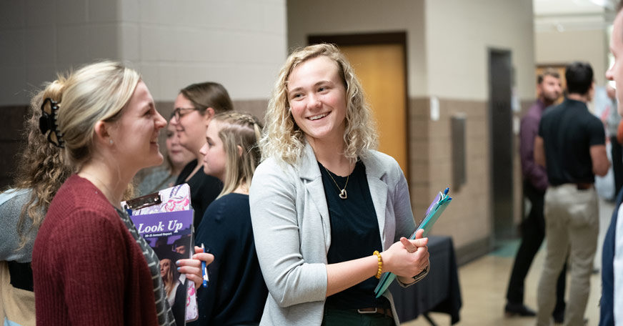 Students at Central College's education career fair