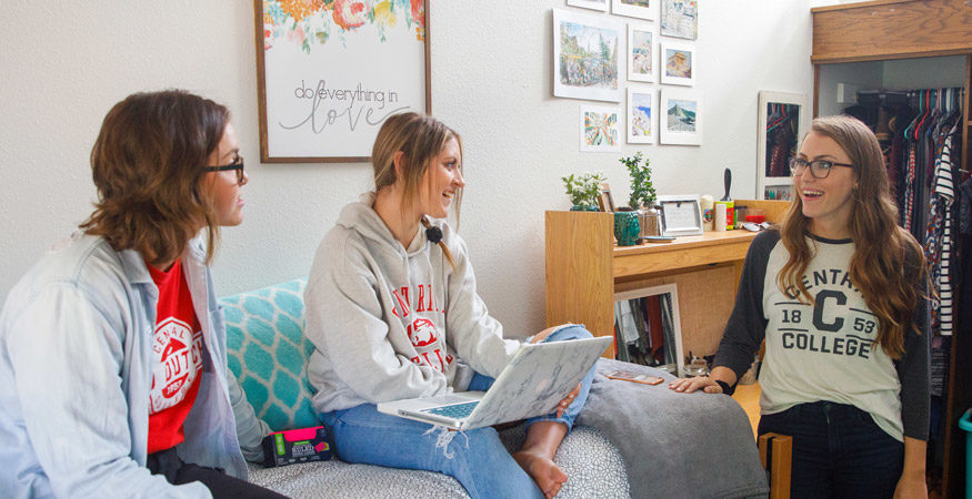 Students hanging out in their room.