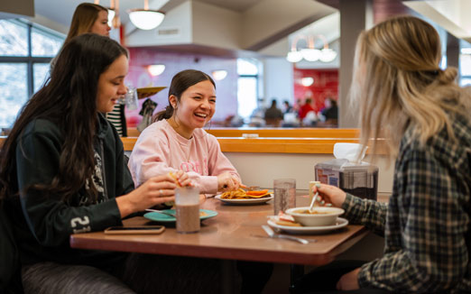 Students enjoying a meal at Central Market, Central’s primary dining facility.