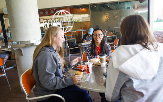 Central students eating at the Global Café at Geisler, one of the dining options available on campus.