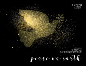 Art of a sparkly dove silhouette with "Peace on Earth" below