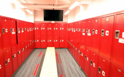 Photo of the newly-renovated women's locker room.