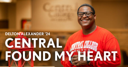 "DelTon Alexander '24: Central Found My Heart" text overlay with a photo of DelTon Alexander in the background.