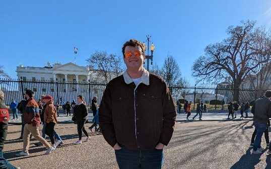 Central student Jacob Van Veldhuizen poses in front of the White House while studying in Washington, D.C.